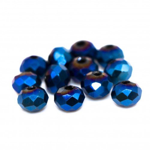 Бусины рондели 6*4мм (гальваническое синее напыление)